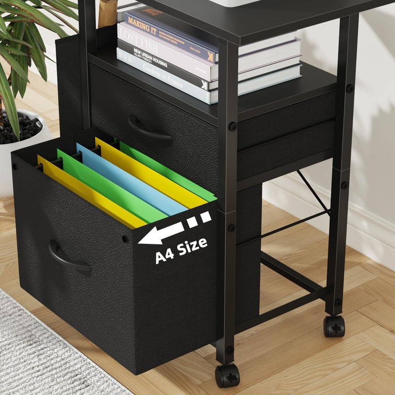 GYIIYUO 2 Drawer File Cabinet with 24'' Extended Desktop, Mobile