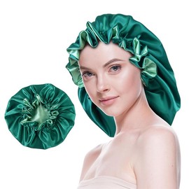 Silk Bonnet for Sleeping Satin Bonnets Double Layer Reversible Hair Cap Bonnet for Women Long Curly Braid Hair (Pink):_Teal_Medium
