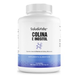 Colina E Inositol 1200mg Por Porción (2 al Día) - 180 Cápsulas - 600mg De Colina Y 600mg De Inositol - S&V - 90 Días De Suministro - Sin OMG, Sin Gluten