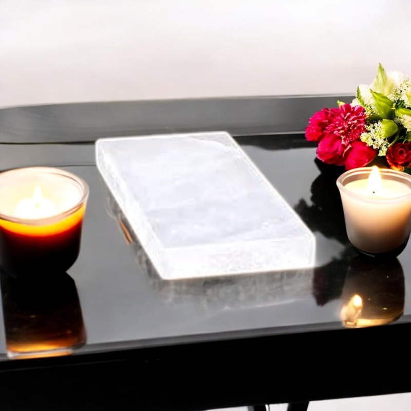Pro Home Selenite Plate Crystal Charging Rectangular Plate 20x10cm Natural