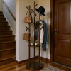 YYW 360° Wood Coat Rack Stand With Hooks And Shelves