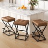 Bar Stools Set of 2, 26" Leather Counter Height Bar