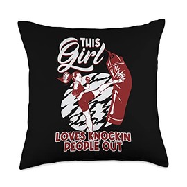 This Girl Loves Knockin People Out Boxing Punching Bag Throw Pillow