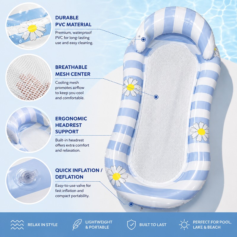 Extra-Large Inflatable Pool Float for Adults – PVC Lounge Chair