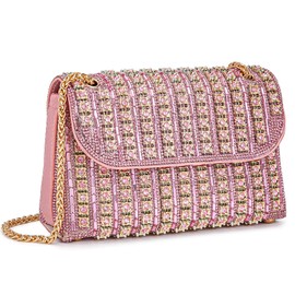 BBTT.ful Shoulder Bags Crossbody Bag Purses Handbags Crystals Rhinestone Evening Bag for Women Clutch Purse with Chain, Style 2: Pink