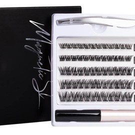 Lash Clusters, DIY Eyelashes Extensions 45Pcs Clusters Lashes with Glue Natural Look Wispy Fluffy Lash Extension Kit Reusable False Eyelashes Individual Lashes Mix 10-16mm C CC D Curl DIY at Home- Makeup Cosmetic Eyelash Extension Eyelash Extensions