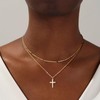 SUFOPE Double Layer Cross Necklace for Women,Classic Gold Cross Pendant