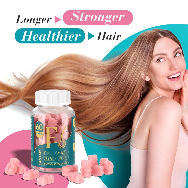 Lazpowfi Biotin Gummies -Hair Skin and Nails Vitamins for Men