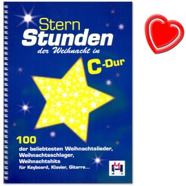 MOMENTS The in C Major – 100 Hits – Christmas Hits of the Most Popular Christmas Songs for Guitar, Voice, Piano – Song Book With Christmas Greetings Card – Note Clip