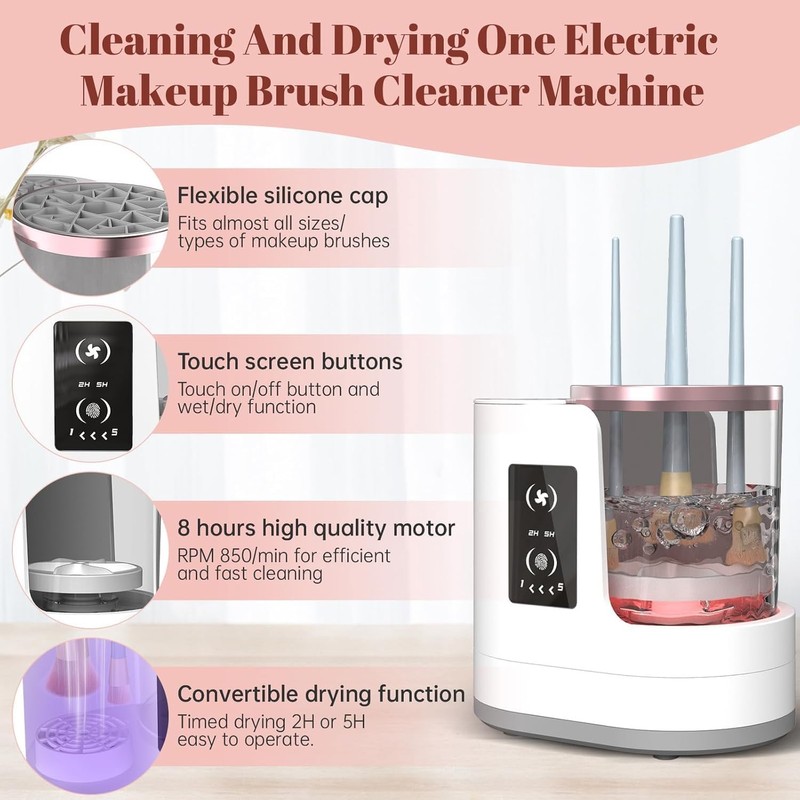 3 en 1 Cleaner de Cepillo de Maquillaje Eléctrico Solución