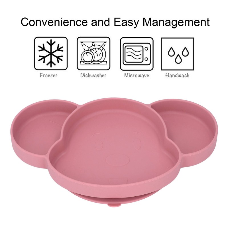 Baby Suction Plate Silicone Thick Edge Skid Resistance Cute Bear