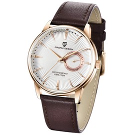 Pagani Design Men’s Watches Casual Leather Quartz Wrist Watch for Men Waterproof Business Dress Unique Watches Japanese Movement(Brown 1654)
