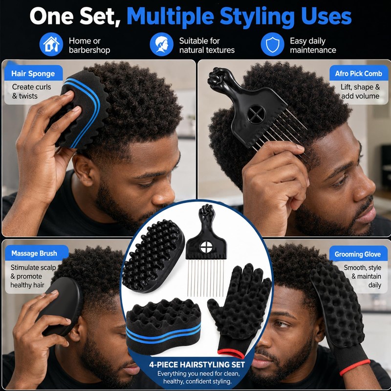 GMBANK Hair Sponge Brush,Styling Tools for Natural Curls and Home