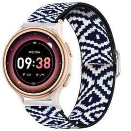 Compatible with HaSaKei Smart Watches Band, 20mm Stretch Elastics Nylon Adjustable Replacement Strap Accessories for Men & Women Compatible for HaSaKei G53 1.27" Smart Watches (for 20mm size band, Rhomboid)