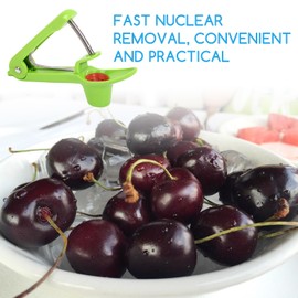 Cherry Corer, Cherry Pitter, Stainless Steel Cherry Stone Remover, Manual Fruit Corer for Fruits, Fruit Corer, Core Remover, Fruit Core Remover (Green)