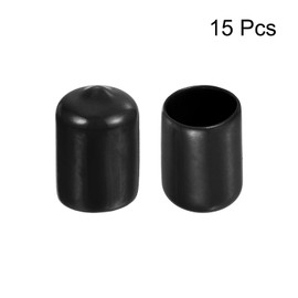 QUARKZMAN Pack of 15 Rubber End Caps 15.5 mm ID Rubber Caps Rubber Plugs Round Protective Caps Protective Cover End Tips Dust Protection for Wire Cable Thread Bolts Screws Spout Black