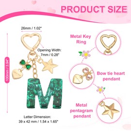PATIKIL Cute Initial Letter Keychain, Letter M Keychains Women Bling Love Butterfly Star Key Chain for Bag Backpack Purse Car Keys Cup Accessories, Green