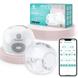 Breast Pump Hands Free with APP for Busy Moms, Momspeace Upgraded Portable Electric Breast Pumps, Discreet Pumping Anywhere, Anti-Backflow, Safe, Double Breast Pumps for Breastfeeding, 24mm, 2 Pack