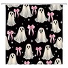FJLLFJ Halloween Ghost Shower Curtain,Cute Spooky Bow Festival Black White