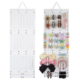 NAISIER Hanging Claw Hair Clips Storage Organizer Hair bow holder organizer for girls Hair accessories Stand Holder for Wall,Door,Closet. Large-Capacity white