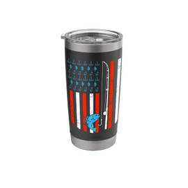American USA Flag Fish Fisher Fisherman Funny Bass Fishing Stainless Steel Insulated Tumbler