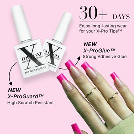 SXC Cosmetics X-Pro Tips French Tip Press On Nails - Vibrant Pastel Glow in the Dark Series Starter Kit Acrylic Soft Gel System Matte Finish Manicure:_GLOW119KIT-S Coffin