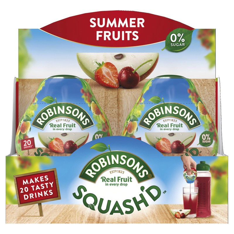Robinsons SQUASH'D, 0 Percent Sugar, Real Fruit Squash, Low Calorie,