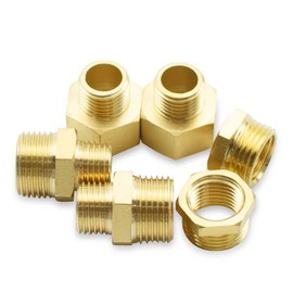 Bwintech 6 pieces 3/4 inch to 1/2 inch internal and external thread BSP thread made of brass, hex nipple, hex reducer and hexagonal socket connector for converting pipe connections