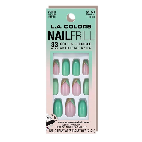 L.A. COLORS Nail Frill Soft & Flexible Artificial Nails, Magical