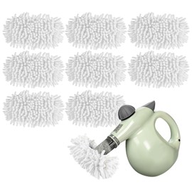 LOVECO 8 Pack Universal Steam Cleaner Accessories, Reusable Steam Shot Attachments, Steam Mop Pads, Handheld Steamer Washable Cloth - 8 Coral Cloths + Laundry Bag
