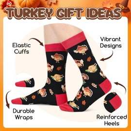 Zmart Turkey Socks for Women - Thanksgiving Gifts, Hostess Gifts, Trot Socks