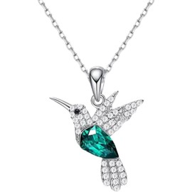 Mayfer Collar de plata esterlina .925 para mujer con dije de colibrí decorado con cristal aústriaco