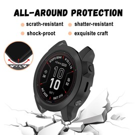 Niboow Case [2 Pack] Compatible with Garmin Fenix 7x Pro Solar, Flexible TPU Shockproof Scratch Proof Cover Case Compatible with Garmin Fenix 7x Pro Solar - Black + Black