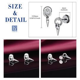 Yumilok Punk Style Men Stainless Steel Earrings Studs Creative Cartilage Piercing Earrings for Youth Creative Ear Accessories Novelty Jewellery