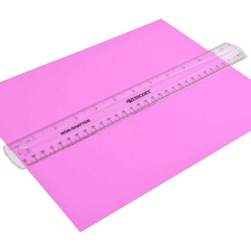 Westcott English and Metric Shatterproof Ruler, Clear, 12"