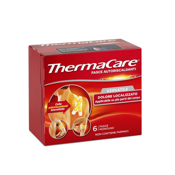 ThermaCare Polyvalent Bandes chauffantes à chaleur thérapeutique pour douleur localisée, 8 heures, chaleur constante, 6 bandes jetables