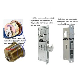 Storefront Door Lock Alsecure Commerical Mortise Lock, Swing Deadbolt & Solid Brass Cylinder Combo with Key & Thumbturn Keyed Alike for Aluminum/Zinc Alloy Shop Doors, 1.1/8" Backset,Black