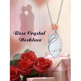 YYB Opal Necklaces for Women Simple Infinity Love October Birthstone Rose Pendant Necklace Fine Jewelry Christmas Valentine Mothers Day Birthday Gifts for Women Her Wife Girlfriend
