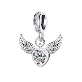 ZakiaHo Love Angel Wings Necklaces with Heart Clear Crystal Christmas Birthday Gifts for Women Dainty Adjustable Love Heart Pendant Necklaces