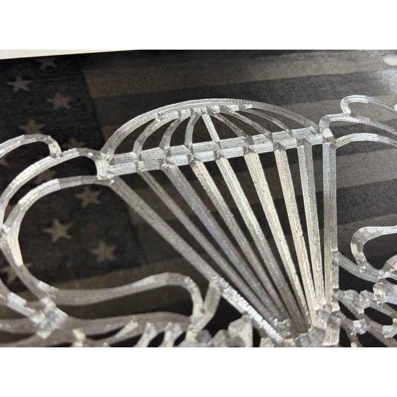 Laser US Flag & Diamond Etched Army Airborne Wings Car
