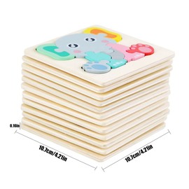 Pack of 12 Toddler Wooden Puzzles, Liwein Wooden Puzzle for Early Education, Children's Wooden Puzzle, Animal Wooden Puzzle, Baby 3D Puzzle for Children, Toddlers, Baby Girls, Boys, Toddlers, Wooden