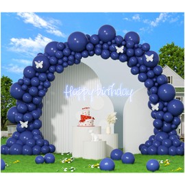 412pcs Navy Blue Balloons Garland Arch Kit 18 12 10 5 Inch Different Sizes Latex Balloons for Shower Christmas Birthday Festival Happy Blue Theme AnniversaryWedding Jungle Safari Decorations