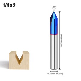MACHSWON Milling Cutter Router Bit End V-type Double-Edged Router Cutter Slotting Carving Routing Bits 1/4 Inch Shank,60°V-shaped 1/4*2 Tungsten Carbide Tipped For Woodworking