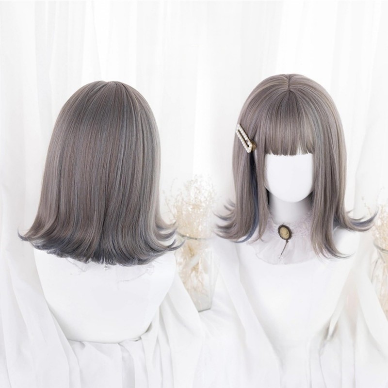 Eileen Gray Blue Wig, Natural Fluffy, Women's, Wig, Straight, Small
