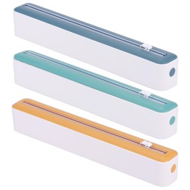 AwObEpl 3PCS Cling Film Wrap Dispenser with Cutter,Waterproof Plastic Wrap Dispense,Versatile Cling Film Dispenser for Kitchens (Suction Cup Type)