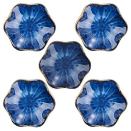 VanEnjoy Blue Ceramic Spoon Rest Cute Multifunctional Vintage Coffee Spoon Rest Small Dipping Bowls - Set of 5