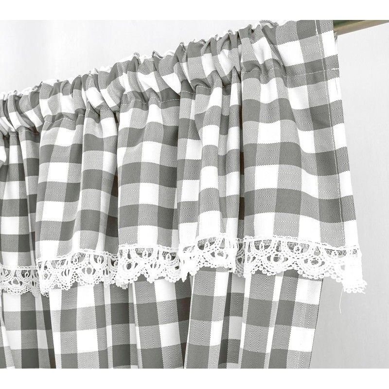 Householdfurnishing Embroidered Kitchen Window Pair Curtains Set Rod Pocket with