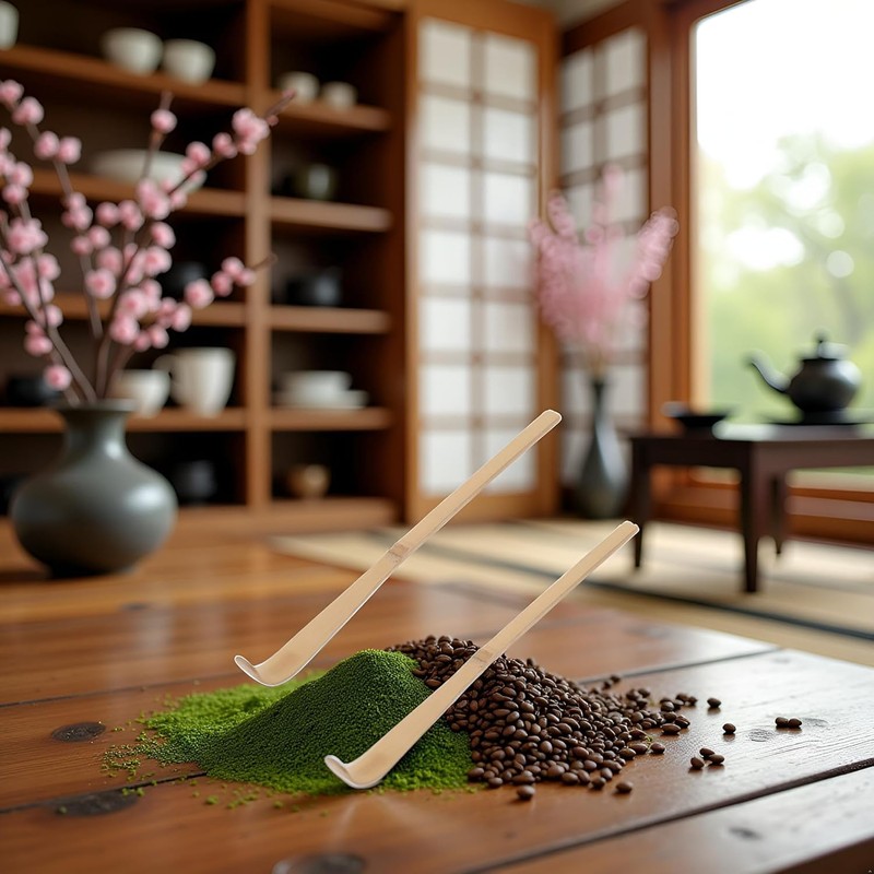 2 Pcs Japanese Bamboo Matcha Scoop - 18cm Brown Traditional