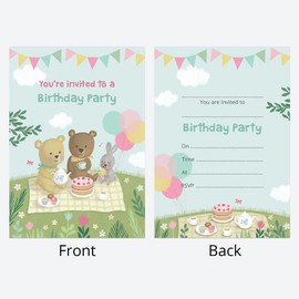 Dotty about Paper Kids Birthday Invitations - Teddy Bears Picnic - Pack of 10 (24 0045)