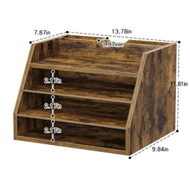 Desk Organizer with File Holder, Wood Paper Organizer Letter Tray with 4 Adjustable Shelves, Desktop File Organizer Literature Document Mail Sorter for Home Office School Supplies Accessories